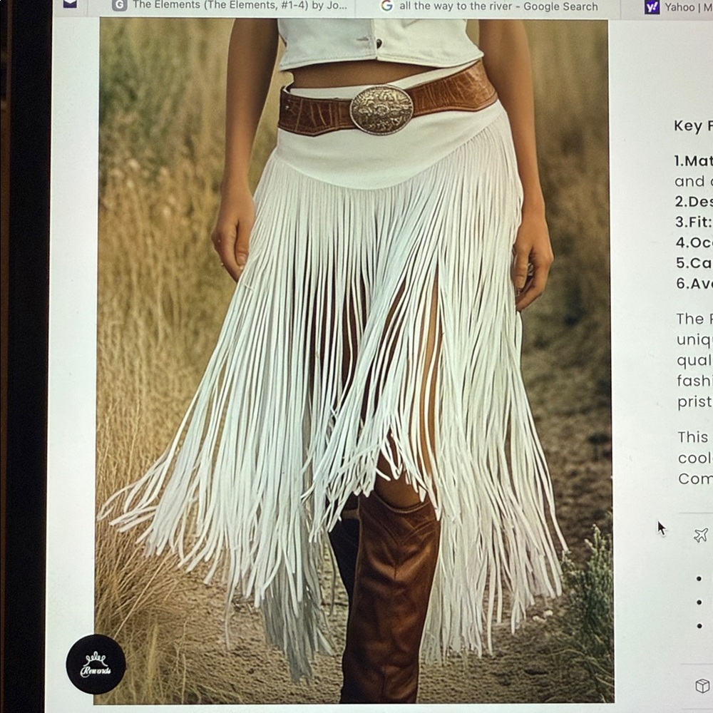 White Fringe Skirt and Vest Set - Picture 8 of 11